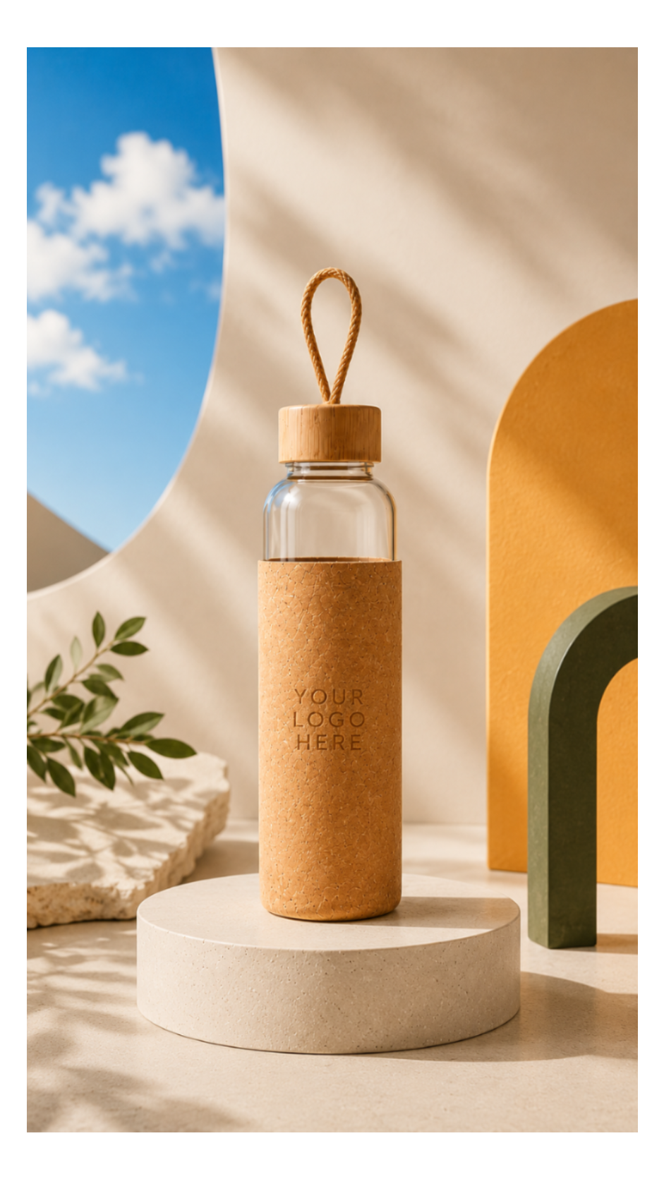 Botella de cristal con funda de corcho · 500 ml