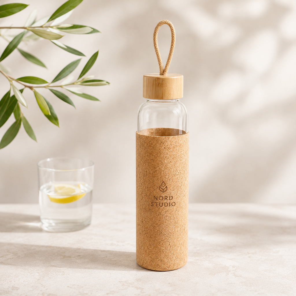 Botella de cristal con funda de corcho · 500 ml