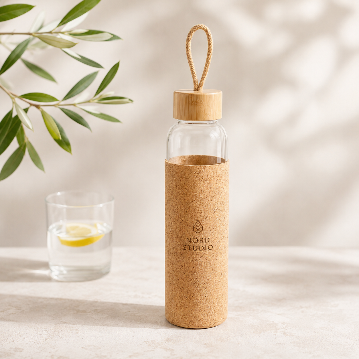 Botella de cristal con funda de corcho · 500 ml