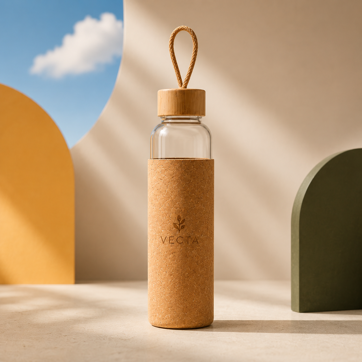 Botella de cristal con funda de corcho · 500 ml