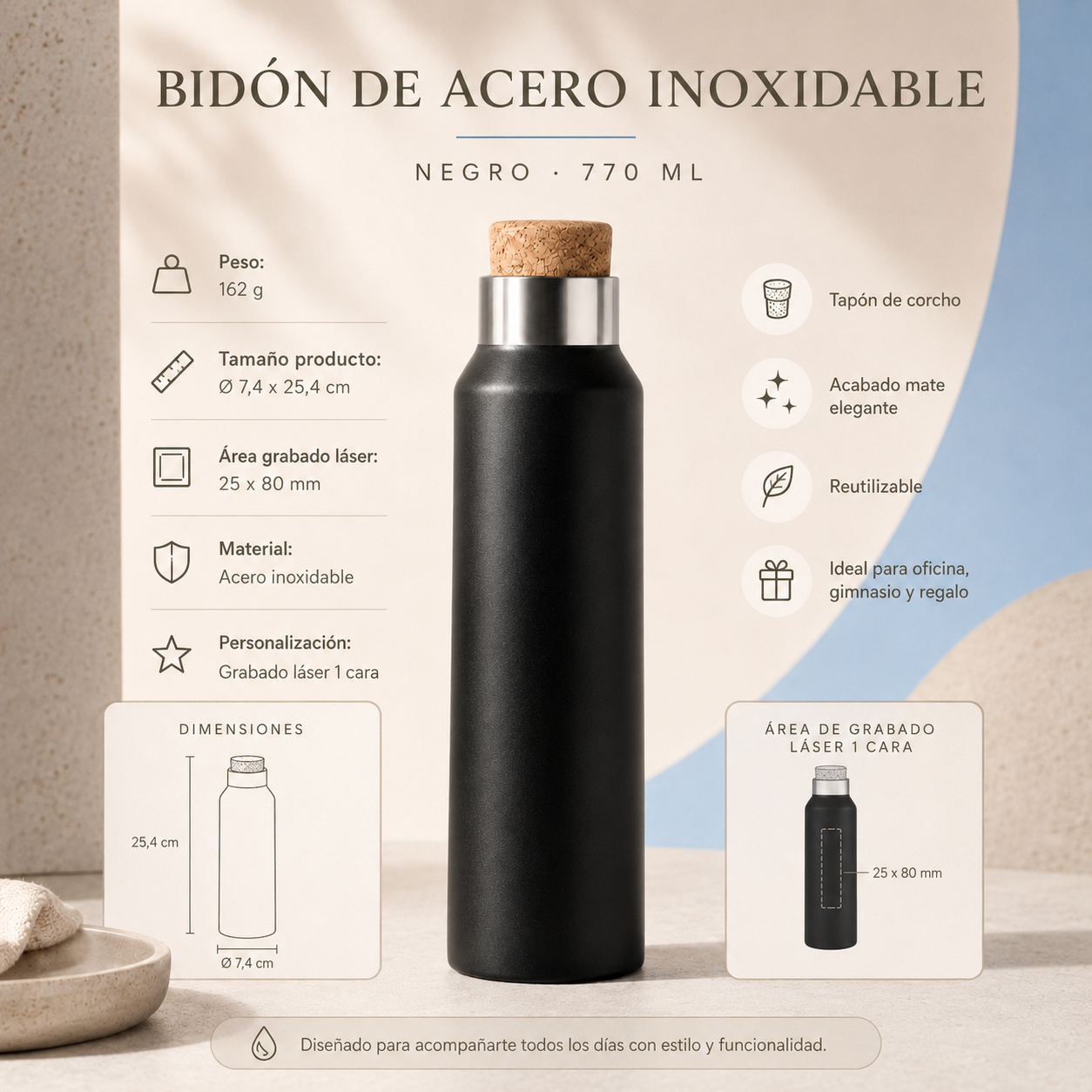 Bidón Acero Inoxidable 770 ml