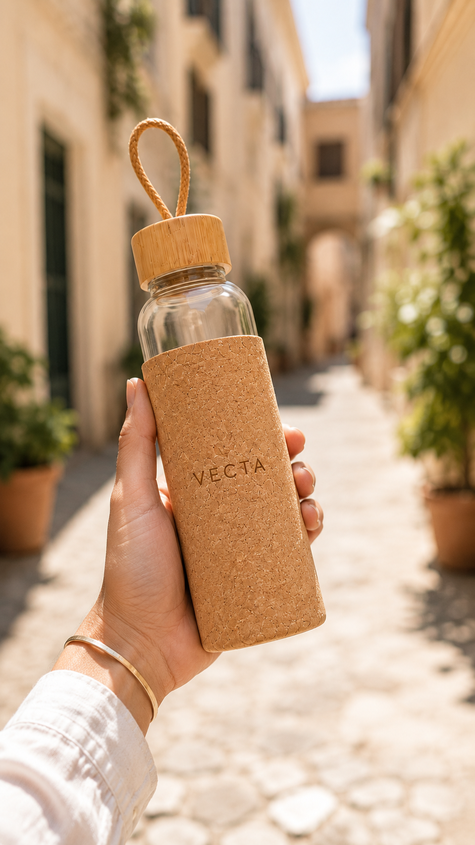 Botella de cristal con funda de corcho · 500 ml