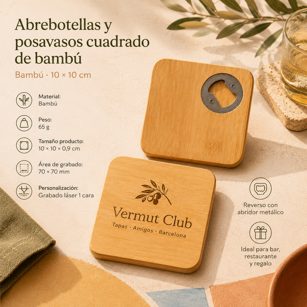 Posavasos abridor de bambú